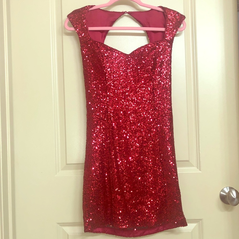 Red Sequin Guess dress